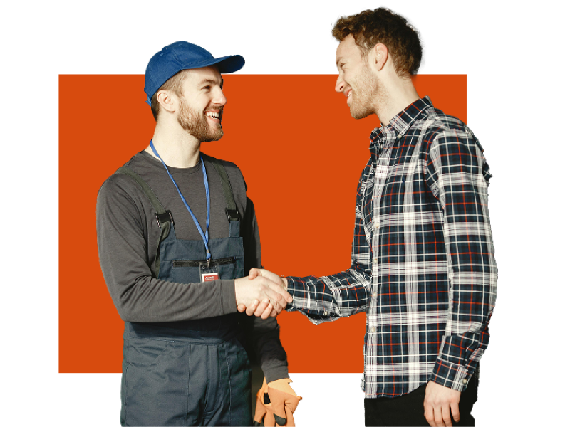 Two men shaking hands.