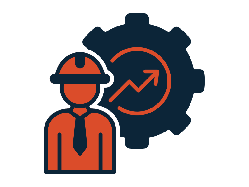 Icon of an Employer with arrow pointing upwards to signify growth