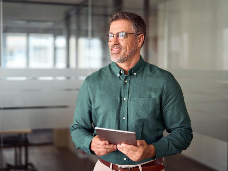 Man holding a tablet