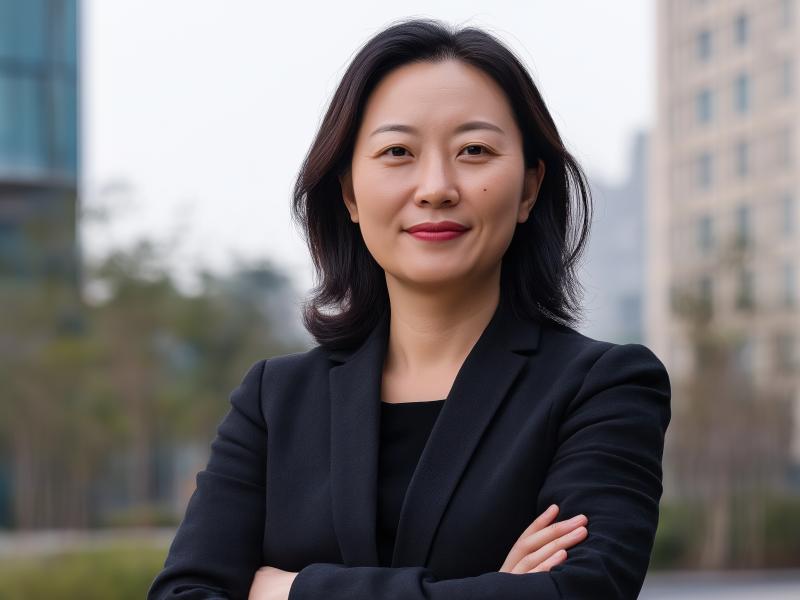 Professional woman smiling with arms crossed