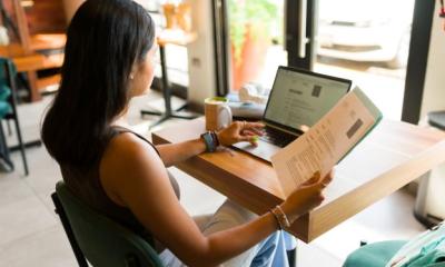 Student Studying on Laptop